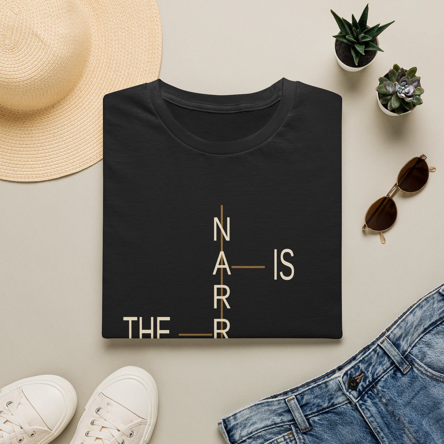 The Narrow Way T-Shirt — Inspirational Scripture Cross Design