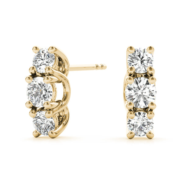 Tri-Stone Diamond Earrings
