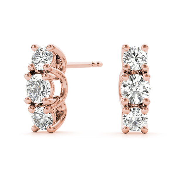 Tri-Stone Diamond Earrings