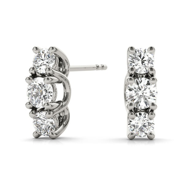 Tri-Stone Diamond Earrings