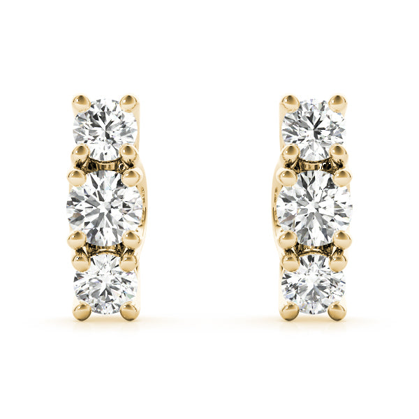 Tri-Stone Diamond Earrings
