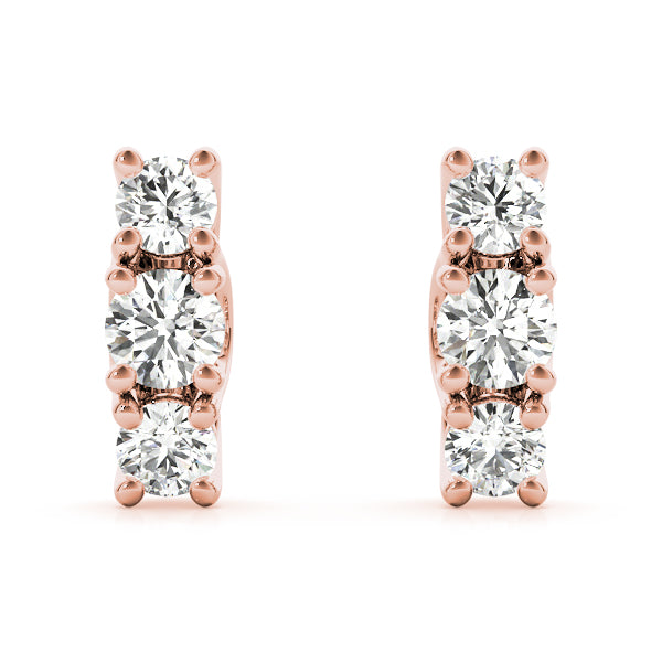 Tri-Stone Diamond Earrings