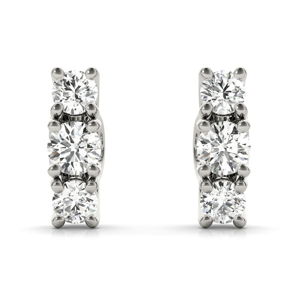 Tri-Stone Diamond Earrings