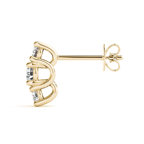 Tri-Stone Diamond Earrings