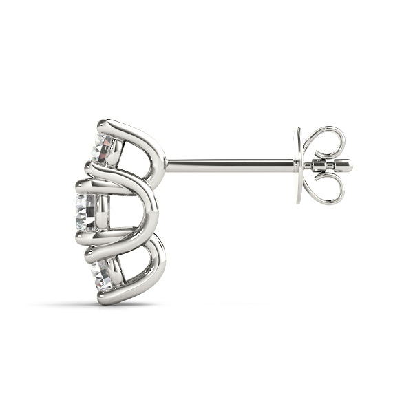 Tri-Stone Diamond Earrings