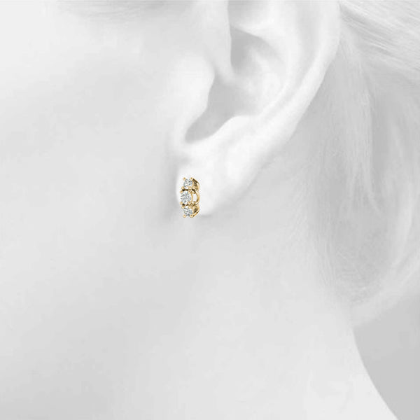 Tri-Stone Diamond Earrings