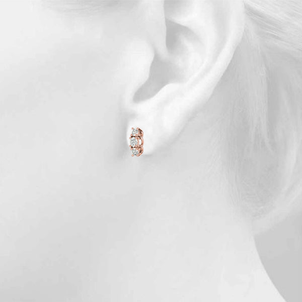 Tri-Stone Diamond Earrings