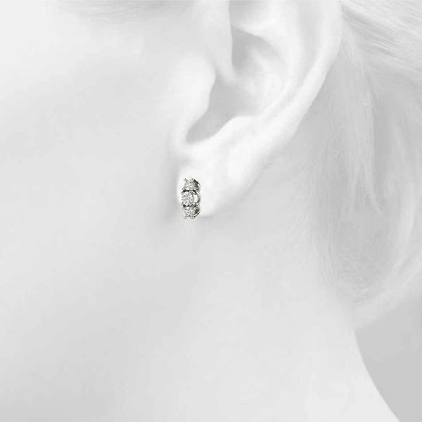 Tri-Stone Diamond Earrings